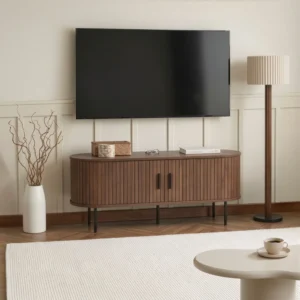 Dulap TV TRISH 120 cm, cu două uși, nuanță de nuc — Comode TV