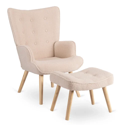 fotoliu-de-relaxare-lozano-cu-suport-pentru-picioare-bej-din-tesatura-boucle-1-2 Fotoliu de relaxare LOZANO cu suport pentru picioare, bej, din țesătură bouclé