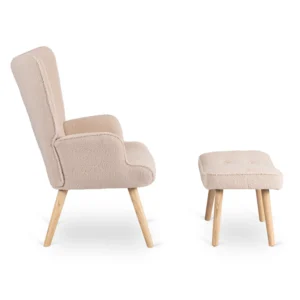 fotoliu-de-relaxare-lozano-cu-suport-pentru-picioare-bej-din-tesatura-boucle-3 Fotoliu de relaxare LOZANO cu suport pentru picioare, bej, din țesătură bouclé — Fotolii cu taburet
