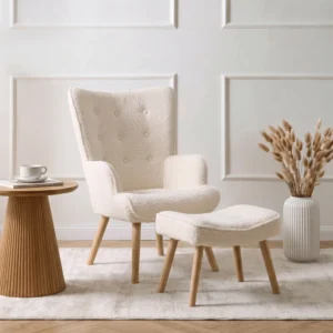 fotoliu-de-relaxare-lozano-cu-suport-pentru-picioare-culoare-crem-din-tesatura-boucle-2 Fotoliu de relaxare LOZANO cu suport pentru picioare, culoare crem, din țesătură Boucle — Fotolii cu taburet
