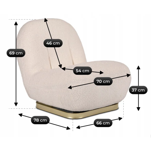 Fotoliu de relaxare SONNY, rotativ, crem, din țesătură bouclé — Fotolii de relaxare