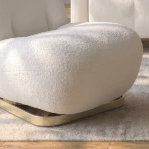 Fotoliu de relaxare SONNY, rotativ, crem, din țesătură bouclé — Fotolii de relaxare