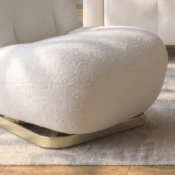 Fotoliu de relaxare SONNY, rotativ, crem, din țesătură bouclé — Fotolii de relaxare
