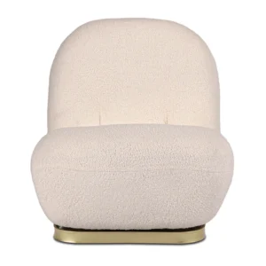 Fotoliu de relaxare SONNY, rotativ, crem, din țesătură bouclé — Fotolii de relaxare