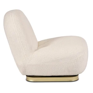 Fotoliu de relaxare SONNY, rotativ, crem, din țesătură bouclé — Fotolii de relaxare