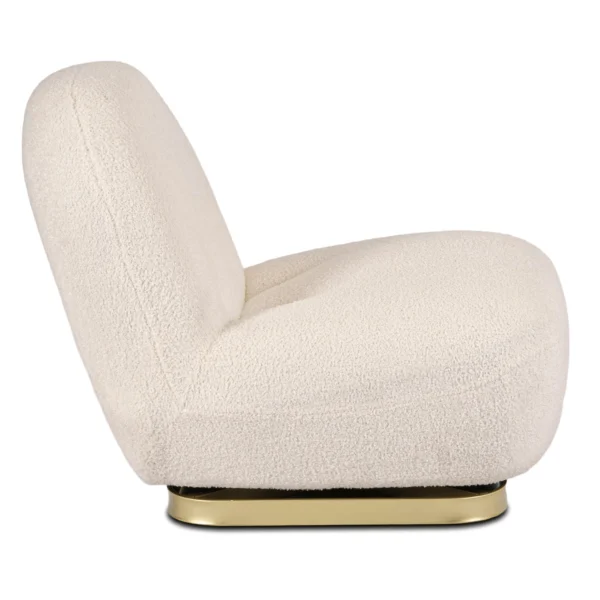Fotoliu de relaxare SONNY, rotativ, crem, din țesătură bouclé — Fotolii de relaxare