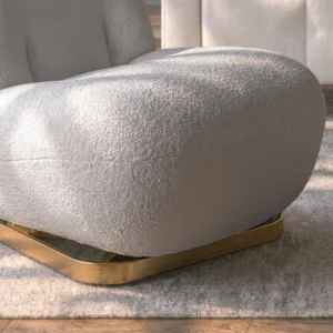 Fotoliu de relaxare SONNY, rotativ, gri, din țesătură bouclé — Fotolii de relaxare