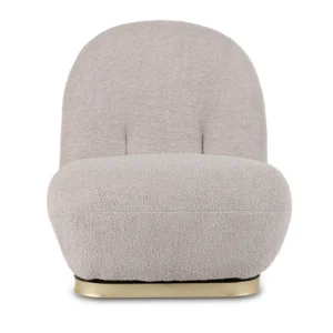 Fotoliu de relaxare SONNY, rotativ, gri, din țesătură bouclé — Fotolii de relaxare