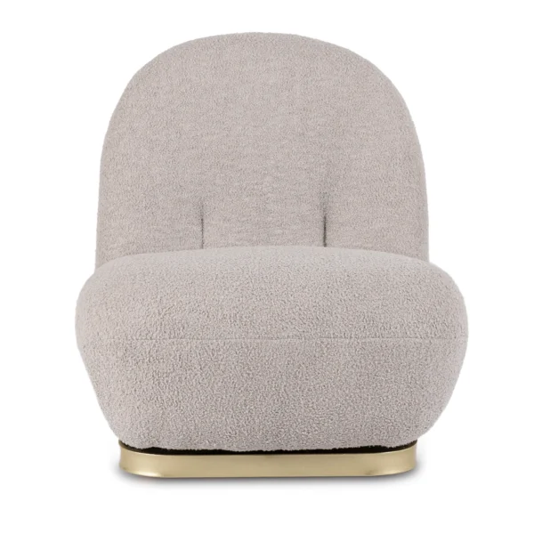 Fotoliu de relaxare SONNY, rotativ, gri, din țesătură bouclé — Fotolii de relaxare