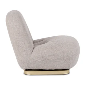 Fotoliu de relaxare SONNY, rotativ, gri, din țesătură bouclé — Fotolii de relaxare