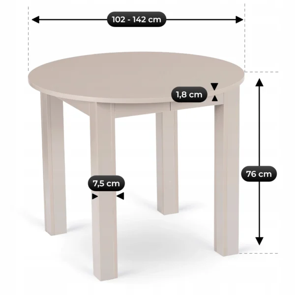 Masa HARRY extensibilă 102-142 cm, culoare cașmir — Mese