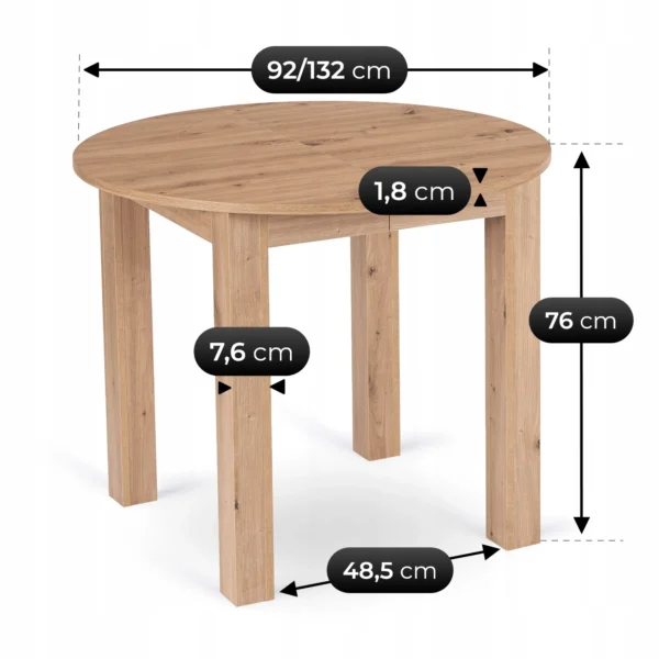 Masa HARRY extensibilă 92-132 cm, stejar Artisan — Mese
