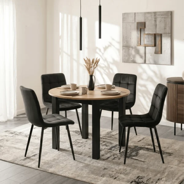 Masa HARRY extensibilă 92-132 cm Stejar Craft/Negru — Mese