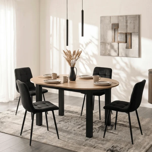 Masa HARRY extensibilă 92-132 cm Stejar Craft/Negru — Mese