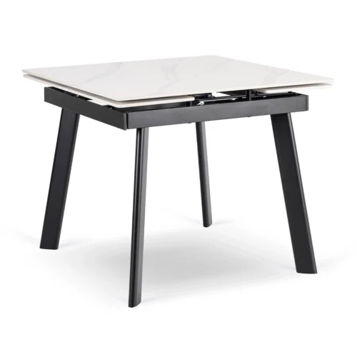 Masă LARES din ceramică, extensibilă, 90-150 cm, marmură albă/negru — Mese