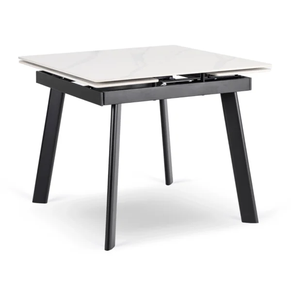 Masă LARES din ceramică, extensibilă, 90-150 cm, marmură albă/negru — Mese