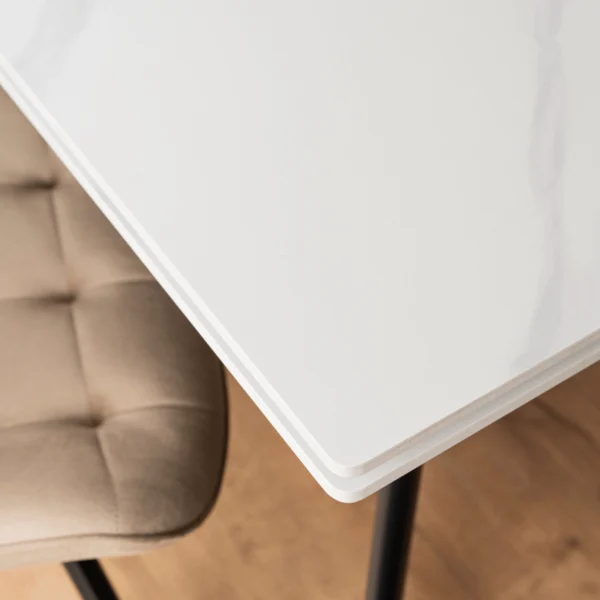 Masă LARES din ceramică, extensibilă, 90-150 cm, marmură albă/negru — Mese