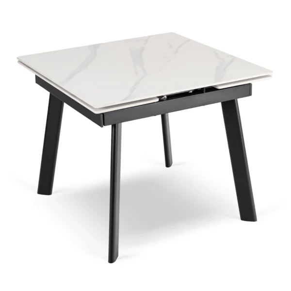 Masă LARES din ceramică, extensibilă, 90-150 cm, marmură albă/negru — Mese