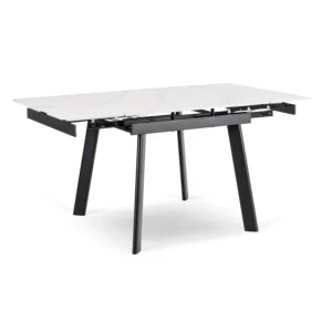 Masă LARES din ceramică, extensibilă, 90-150 cm, marmură albă/negru — Mese
