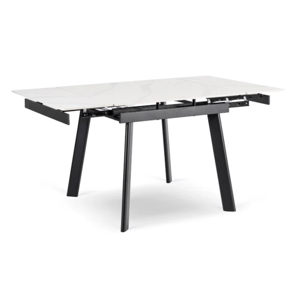 Masă LARES din ceramică, extensibilă, 90-150 cm, marmură albă/negru — Mese