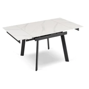 Masă LARES din ceramică, extensibilă, 90-150 cm, marmură albă/negru — Mese