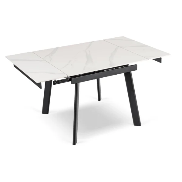 Masă LARES din ceramică, extensibilă, 90-150 cm, marmură albă/negru — Mese