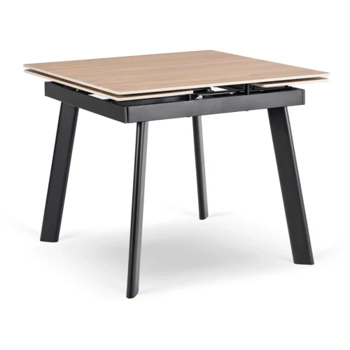 Masă LARES din ceramică, extensibilă, 90-150 cm, stejar/negru — Mese