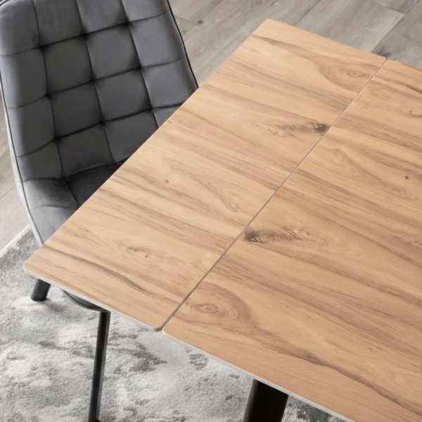 Masă LARES din ceramică, extensibilă, 90-150 cm, stejar/negru — Mese