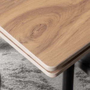 Masă LARES din ceramică, extensibilă, 90-150 cm, stejar/negru — Mese