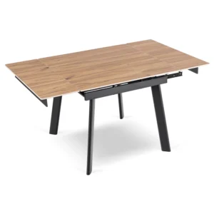 Masă LARES din ceramică, extensibilă, 90-150 cm, stejar/negru — Mese