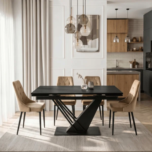 masa-rex-extensibila-160-220-cm-mdf-negru-2 Masa REX extensibilă 160-220 cm, MDF, negru — Mese