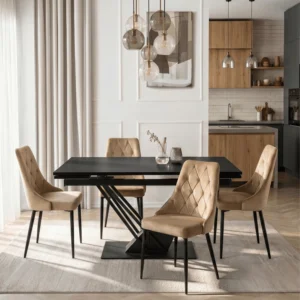 masa-rex-extensibila-160-220-cm-mdf-negru-4 Masa REX extensibilă 160-220 cm, MDF, negru — Mese