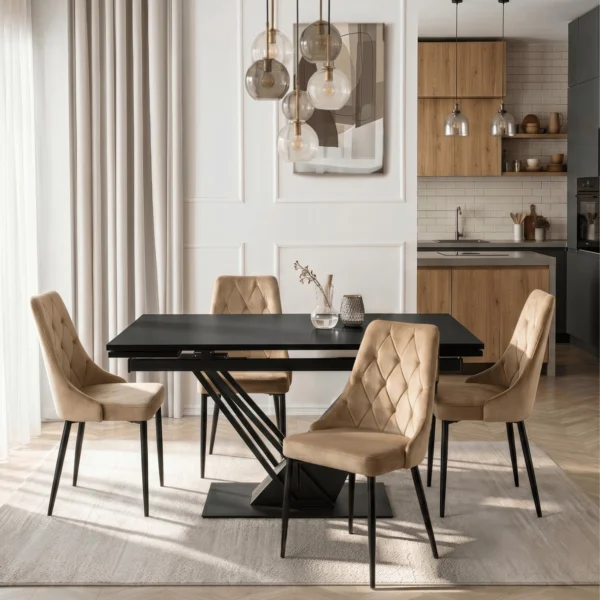 masa-rex-extensibila-160-220-cm-mdf-negru-4 Masa REX extensibilă 160-220 cm, MDF, negru — Mese