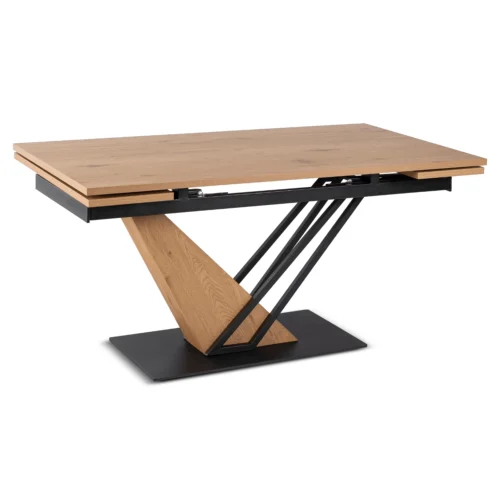 Masă REX extensibilă 160-220 cm, MDF, stejar/negru — Mese