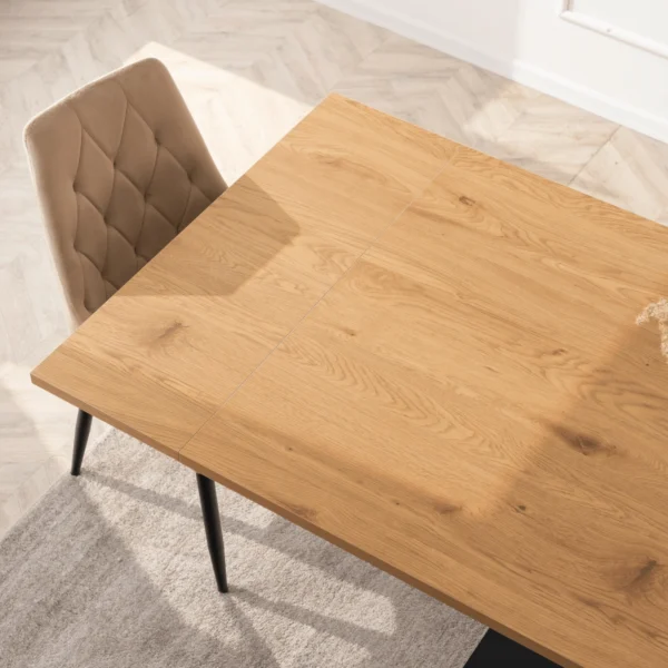 Masă REX extensibilă 160-220 cm, MDF, stejar/negru — Mese