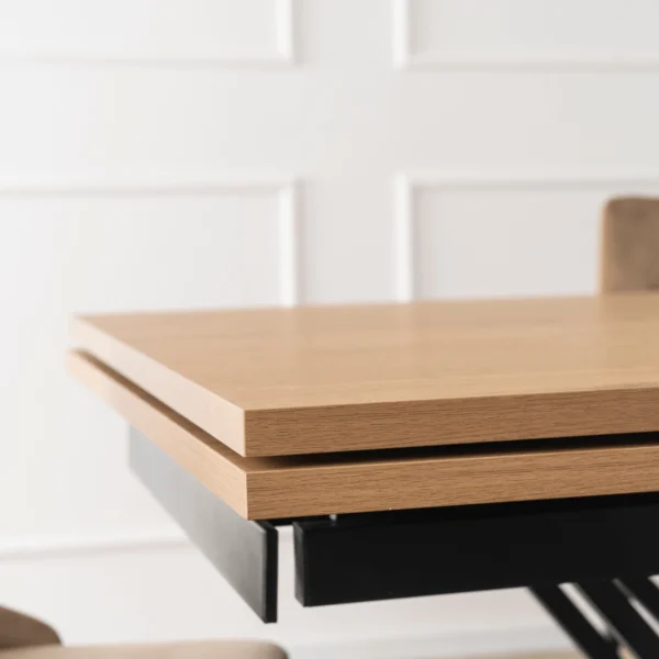 Masă REX extensibilă 160-220 cm, MDF, stejar/negru — Mese