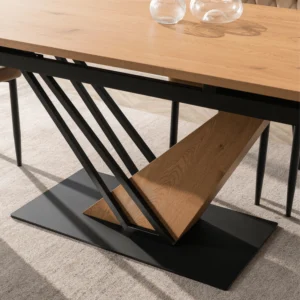 Masă REX extensibilă 160-220 cm, MDF, stejar/negru — Mese