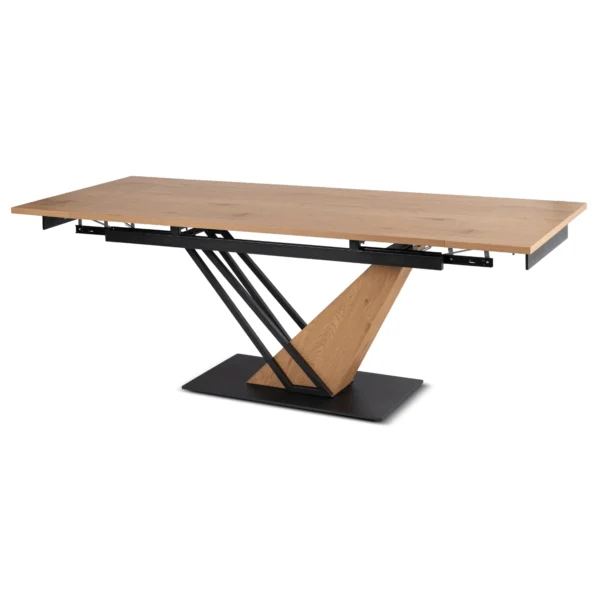 Masă REX extensibilă 160-220 cm, MDF, stejar/negru — Mese