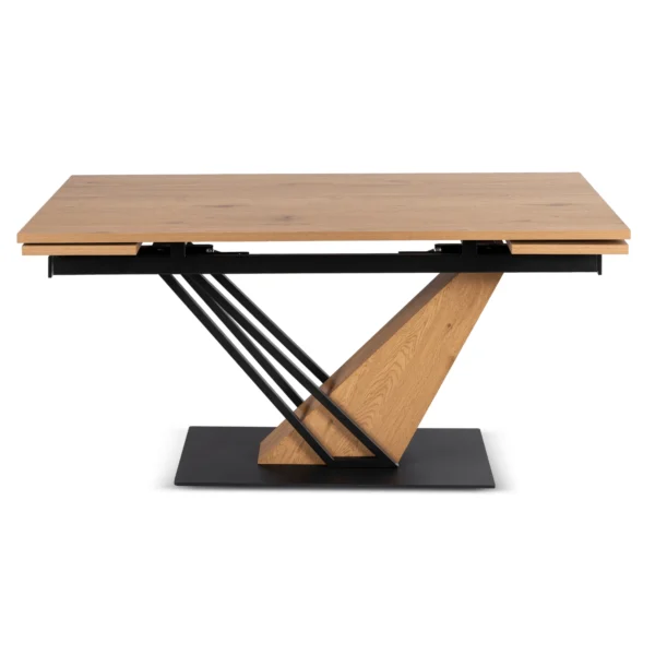 Masă REX extensibilă 160-220 cm, MDF, stejar/negru — Mese