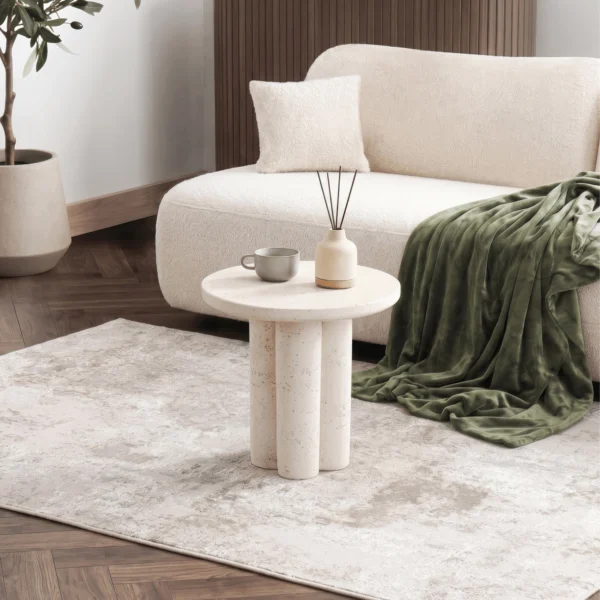 Măsuță BROK 46 cm Crem/Bej Modernă — Măsuțe rotunde