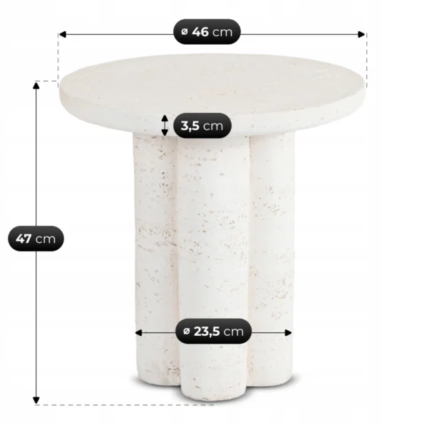 Măsuță BROK 46 cm Crem/Bej Modernă — Măsuțe rotunde