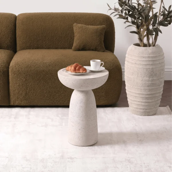 Măsuță HENRICO 40 cm Crem/Bej Modernă — Măsuțe rotunde
