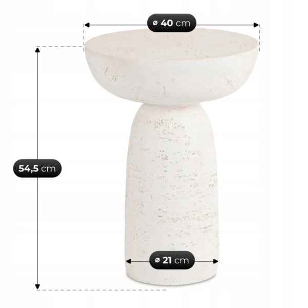 Măsuță HENRICO 40 cm Crem/Bej Modernă — Măsuțe rotunde