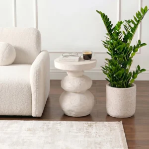 Măsuță LOVI 41 cm Crem/Bej Modernă — Măsuțe rotunde