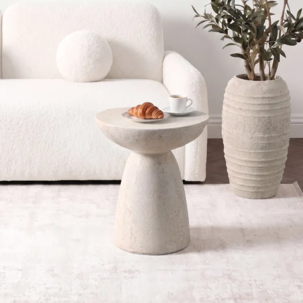 Măsuță NELL 41 cm Crem/Bej Modernă — Măsuțe rotunde
