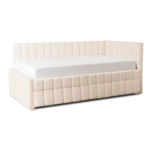 Pat 120x200 VILLEMO, culoare crem, țesătură bouclé — MOBILA