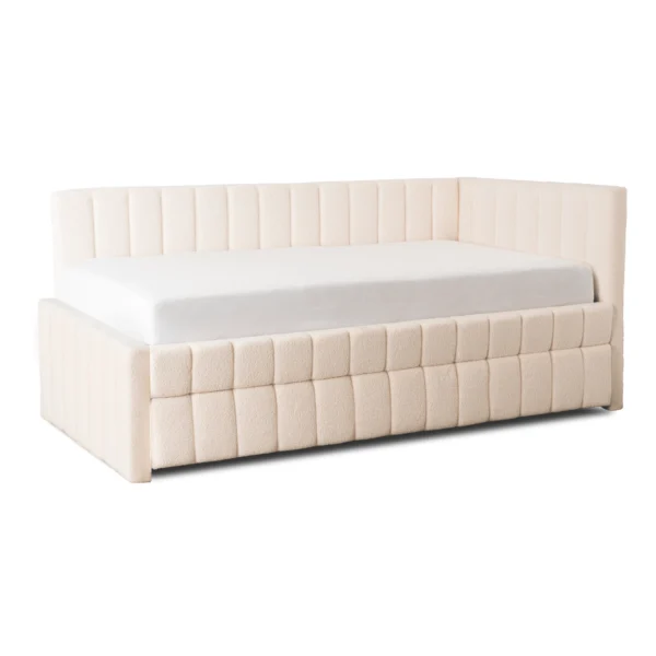 Pat 120x200 VILLEMO, culoare crem, țesătură bouclé — MOBILA