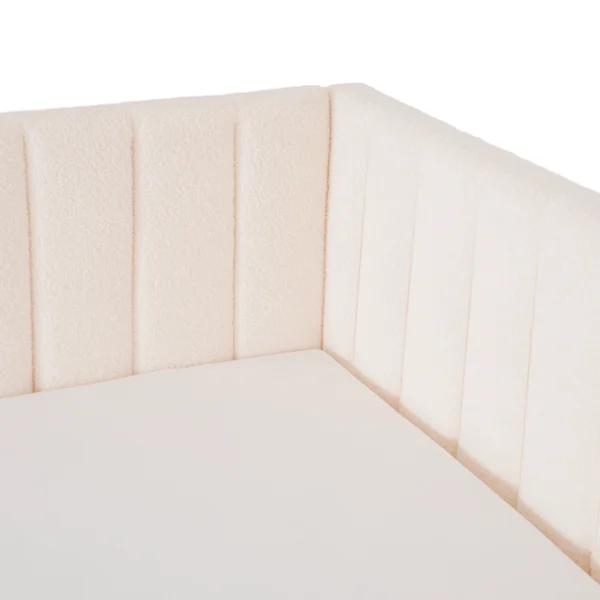 Pat 120x200 VILLEMO, culoare crem, țesătură bouclé — MOBILA