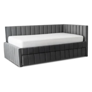 Pat 120x200 VILLEMO, gri, din velur — MOBILA