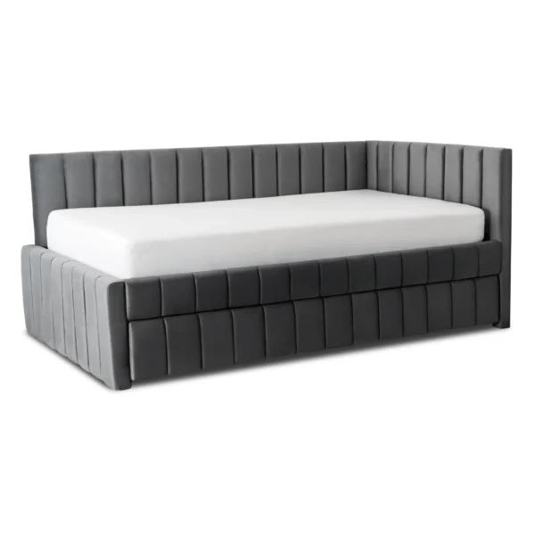 Pat 120x200 VILLEMO, gri, din velur — MOBILA